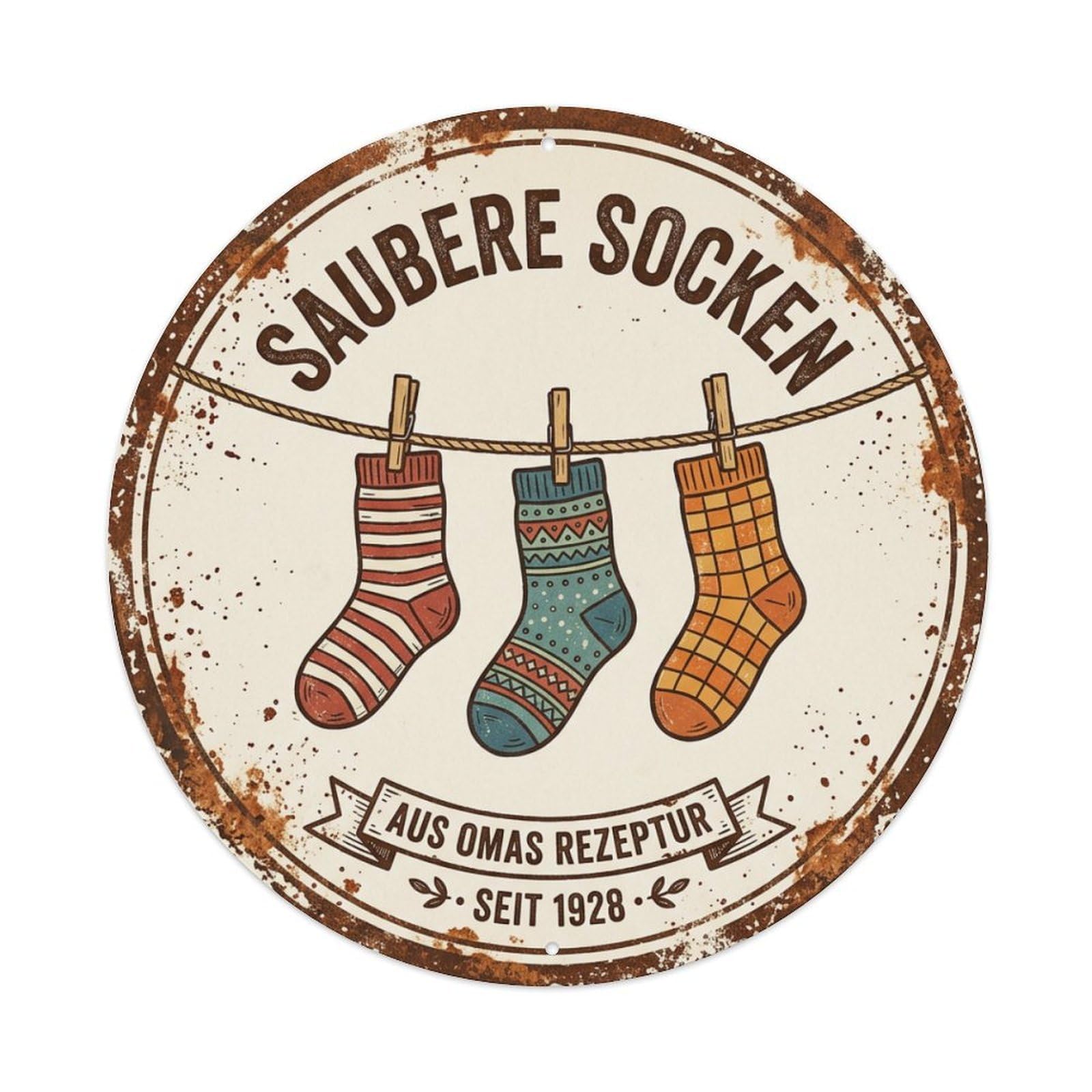 Clean Socks Washroom Basket Hanging Metal Tin Sign