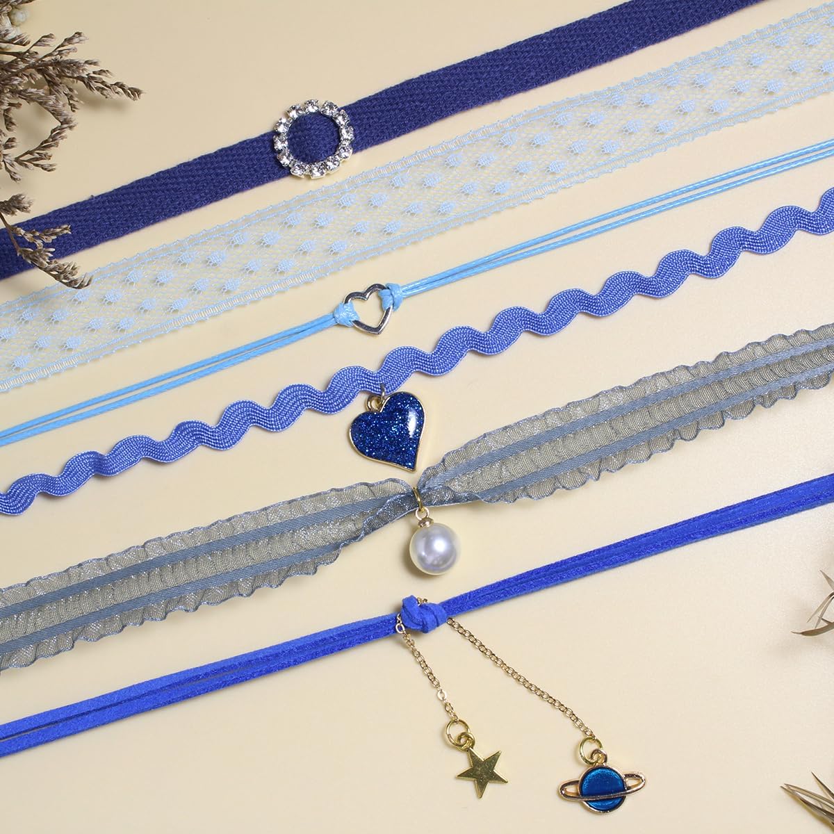 Nova&Aria Chokers Set For Women Heart Choker Necklaces Flower Pendant Velvet Cute Pink Turquoise Blue White Black Choker Necklace Christmas Colorful Lace Chokers - Image 2