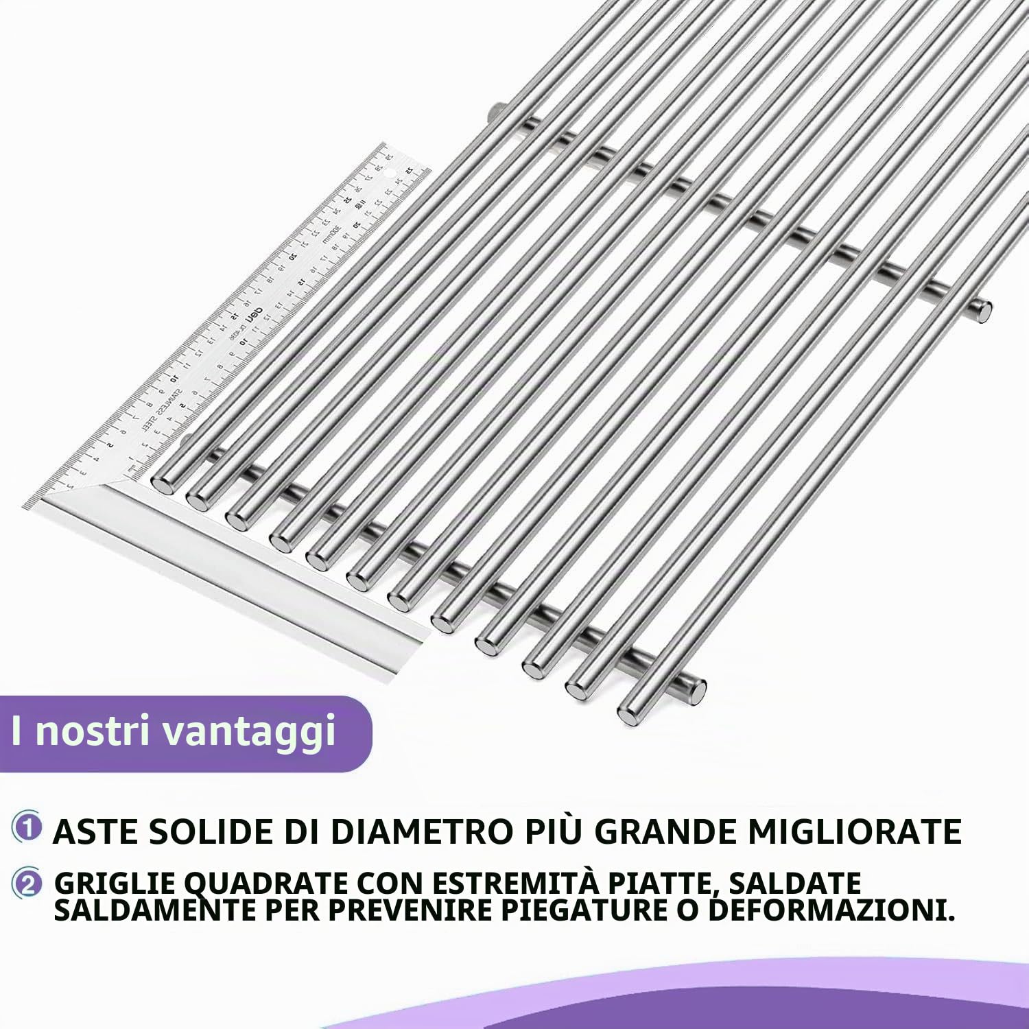 Griglie in Acciaio Inox 7637 per Weber Spirit I & II Serie 200 Spirit E210 Spirit E220 Spirit S210, Spirit S220 Griglie a Gas per Weber 7637 44,2 x 25,7 cm Ogni griglia