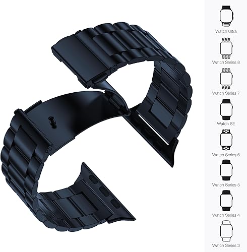 Vista 2 de EPULY - Correa de acero inoxidable, ejecutiva compatible con Apple Watch (iWatch) de 1.93, 1.77, 1.73, 1.65, 1.61, 1.57 y 1.50 pulgadas, unisex