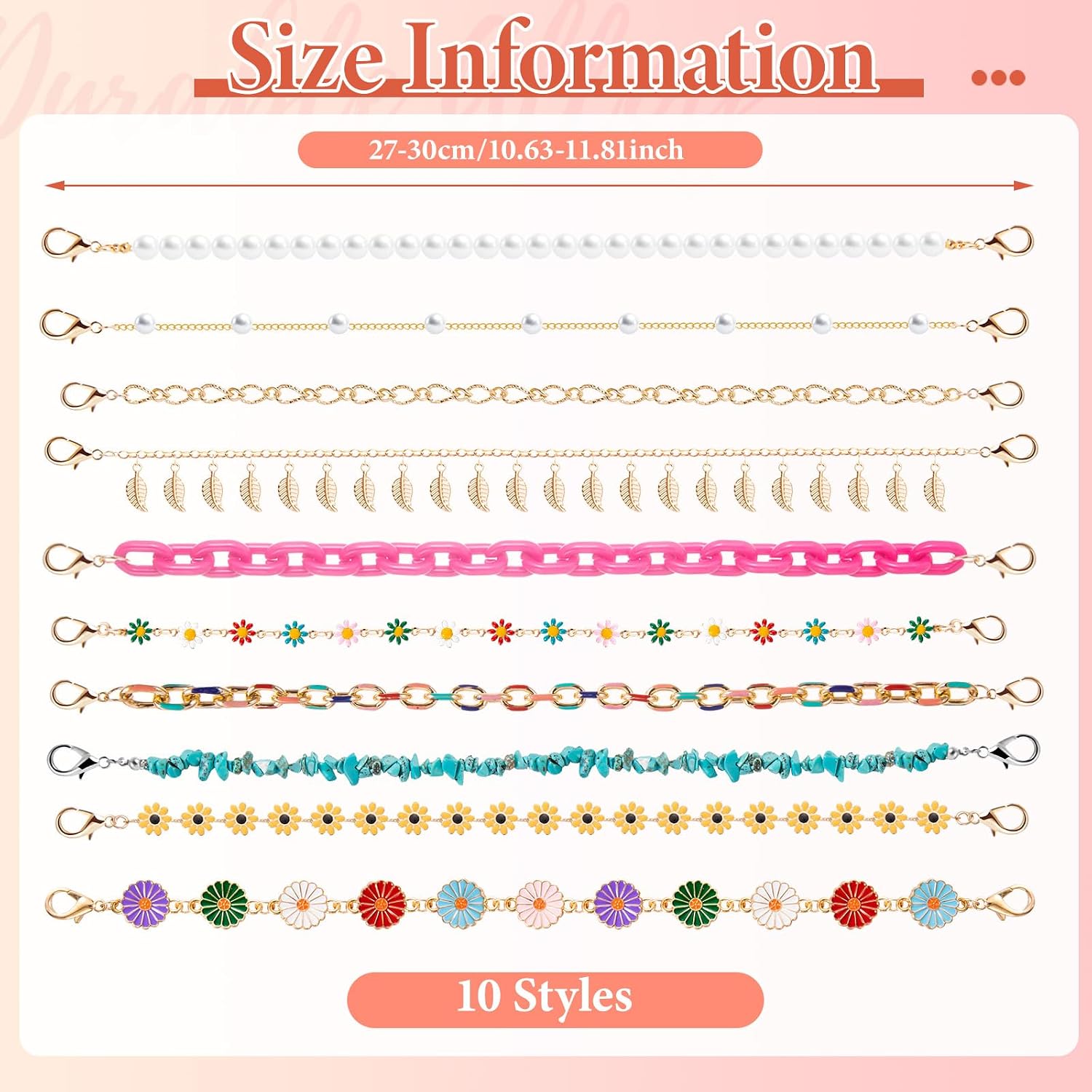 10 Pcs Flowers Trucker Hat Chains Bill Decoration Detachable Design image 2