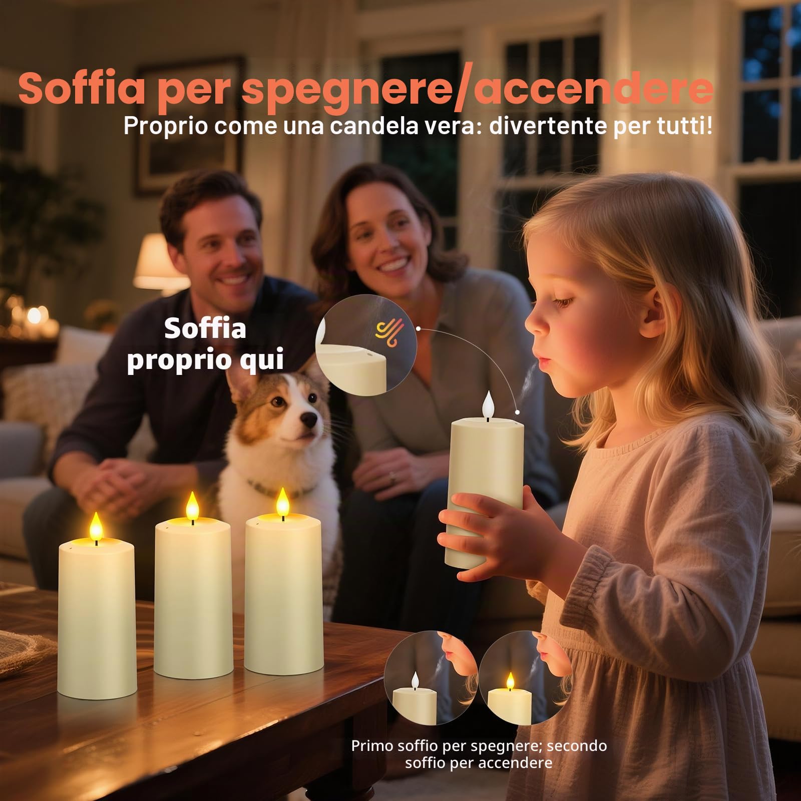 PChero Candele ricaricabili con telecomando, confezione da 4 candele elettriche a LED tremolanti senza fiamma, con design spento, per decorare la casa, la stanza, Halloween, Natale, decorazioni da