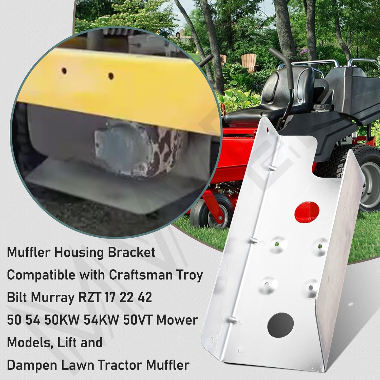 703-05441A Muffler Housing Bracket Compatible with Craftsman Troy-Bilt CUB CADET Murray Lawn Tractor, Fits Model RZT-17, RZT-22, RZT-42, RZT-50, RZT-50VT, RZT-54