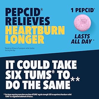 Pepcid Complete Acid Reducer + Antacid Chewables, 10mg Famotidine, 800mg Calcium Carbonate & 165mg Magnesium Hydroxide per Heartburn Medicine Tablet, Antacid Chews, Berry Flavored, 4 ct.