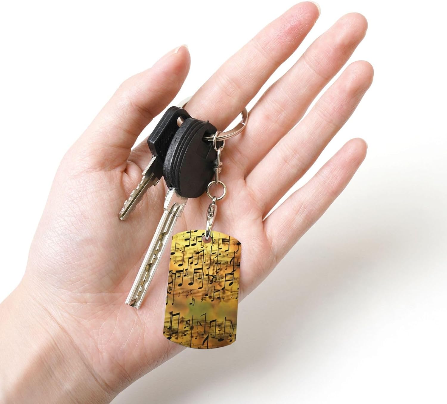 Music Note Print Rectangular Metal Keychain For Men Women Stylish Key Fob Gift Birthday Anniversary image 5