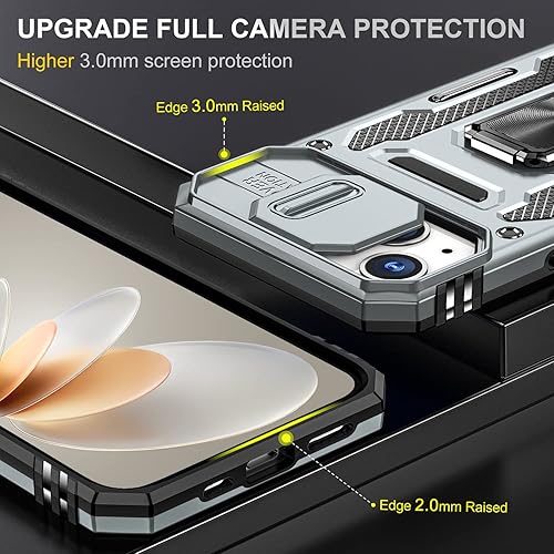 Miniatura 3 de SEFING Funda para iPhone 13 Mini con cubierta de cámara deslizante, soporte giratorio sin barreras de 360 probado contra caídas y función magnética