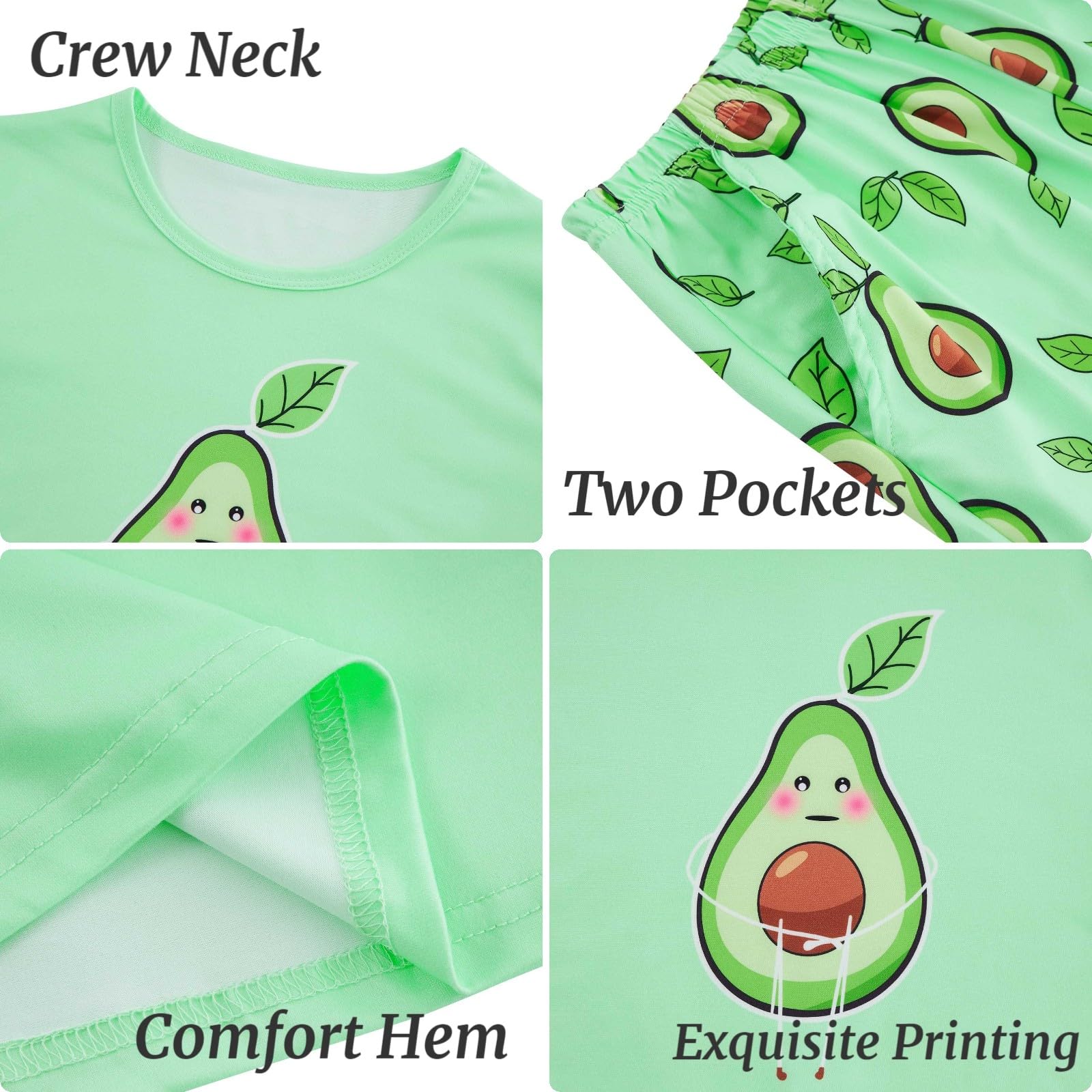 Fanient Pyjamas Filles Enfants Ensembles de Pyjamas imprimés Mignons Pyjamas Trois pièces pour Filles 7-14 Ans