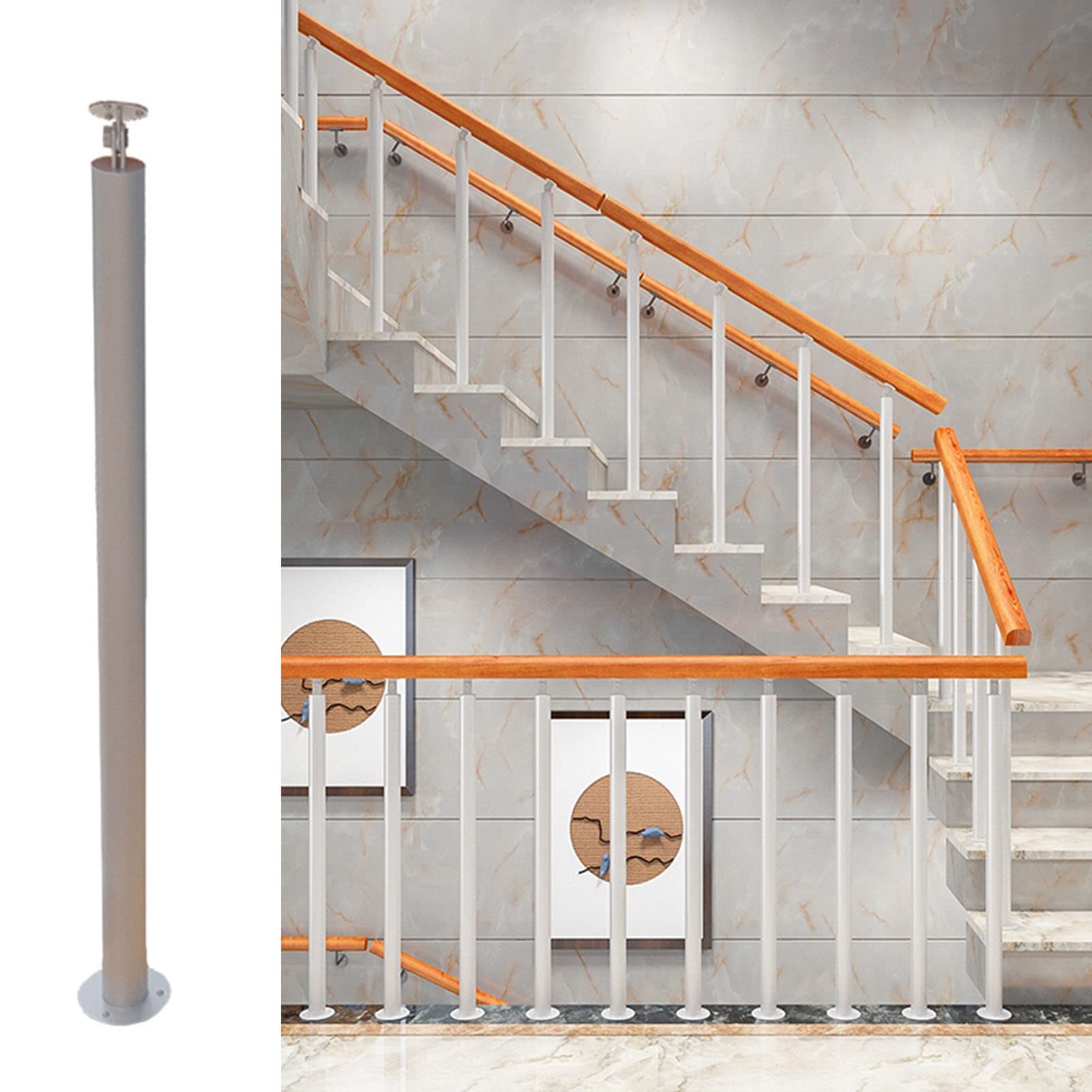 Poignée de sécurité pour rampe d'escalier intérieure blanche avec kit d'installation complet