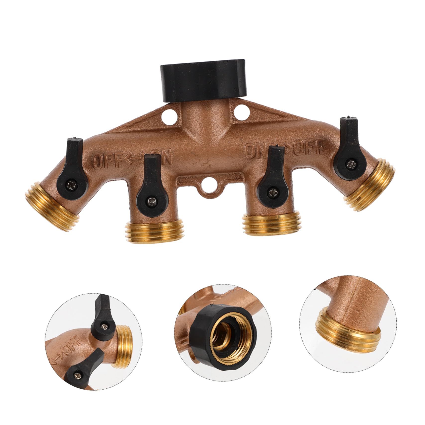 Abaodam Divisor Conector Fácil de Girar de 4 Vías Válvulas Individuales de Manguera de Latón Que Controla el Flujo de Agua para Jardín para Riego Diario