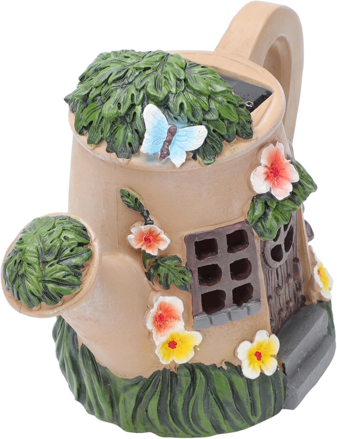 ORFOFE Creative Resin Watering Can Decor Luminous Xmas Ornament with Solar