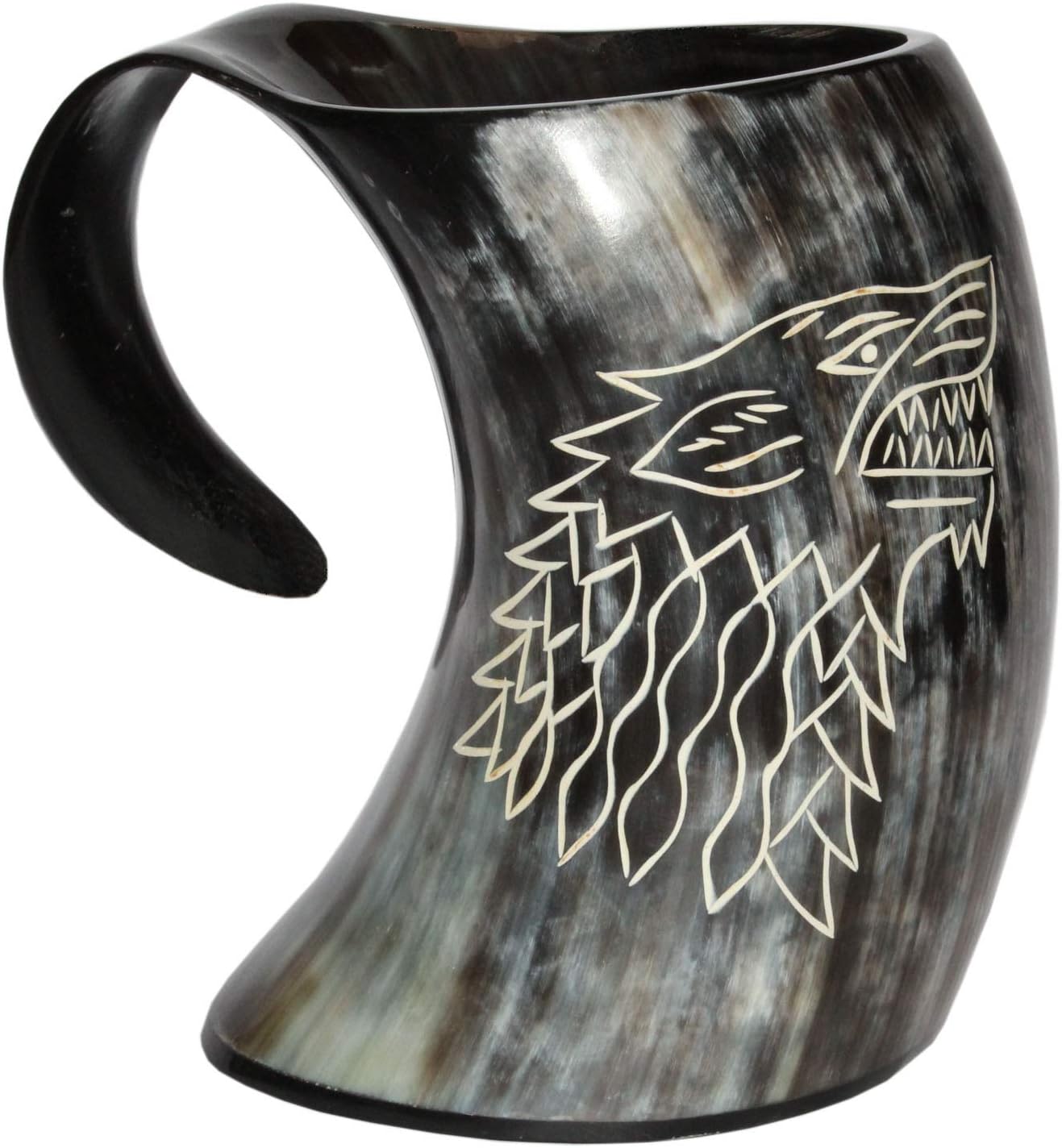 5MOONSUN5’s vikings Hand Made 50oz - Natural Finish Drinking Horn Tankard Large Ale Stein - A Perfect Present For Real Men (dhok-558)