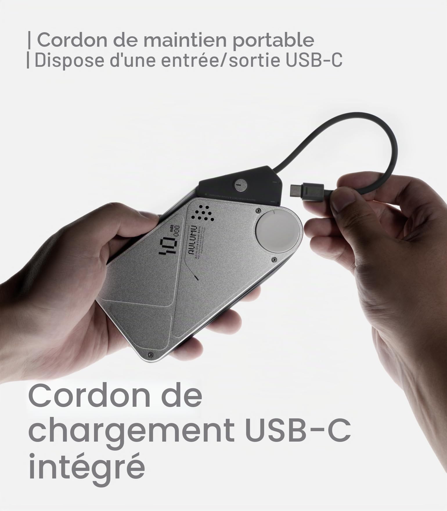 Aulumu M10 Batterie Externe Magsafe, 10000mAh Chargeur Portable | Câble Rétractable Intégré Batterie Externe Magnétique | Compatible avec iPhone 17/16, MacBook, Samsung, Apple Watch, Etc
