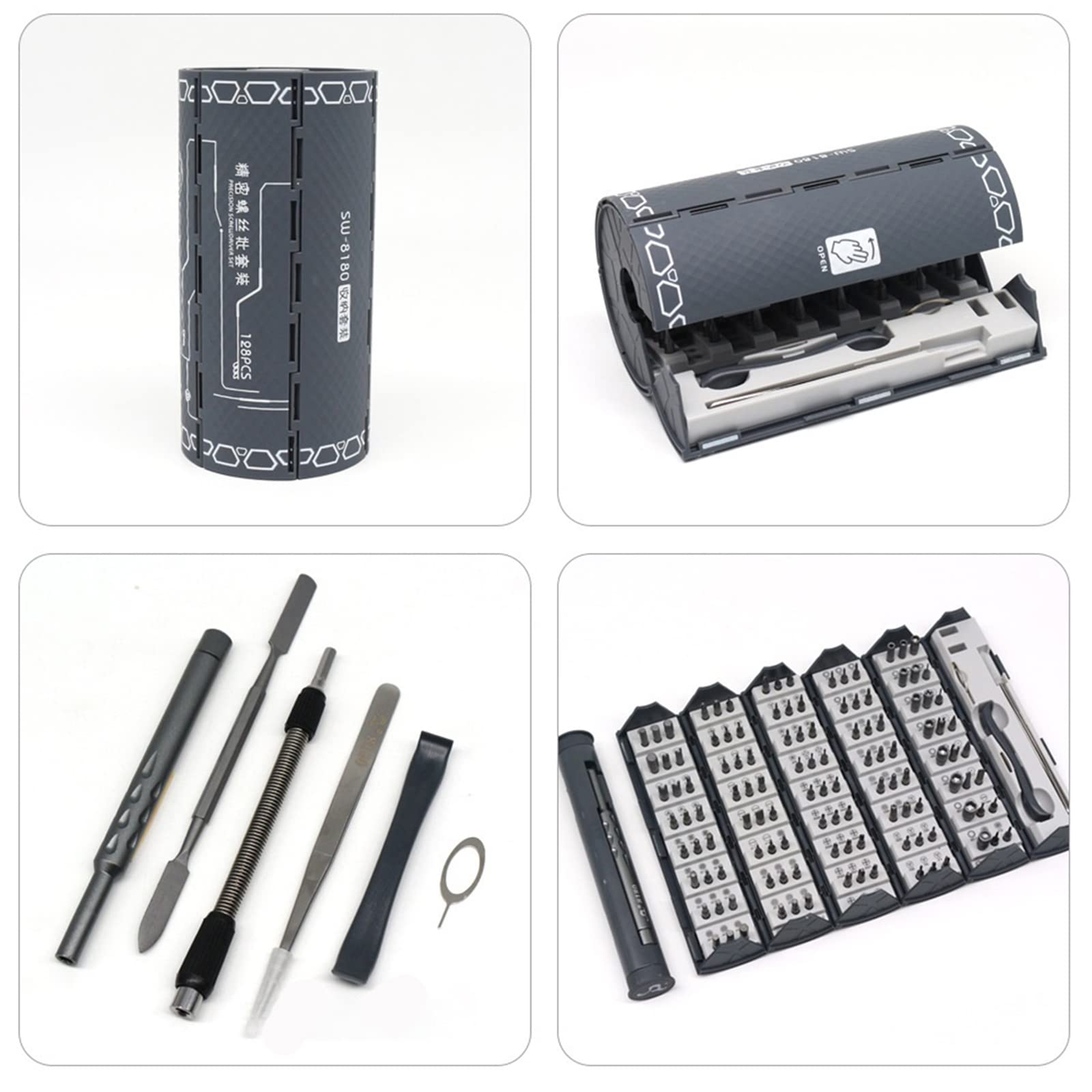 Set cacciaviti precisione Kit strumenti per laptop 128 in 1 Cacciaviti professionali per computer Riparazione per telefono Set cacciaviti magnetici per vetro con custodia Strumento per