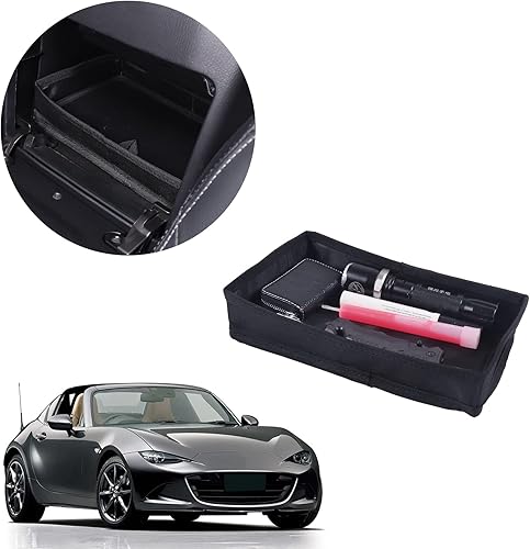 Miniatura 8 de HAPPYHORSE Caja de almacenamiento para asiento de automóvil, compatible con Mazda MX-5 NC RF Miata 2016-2023, bandeja de almacenamiento plegable,