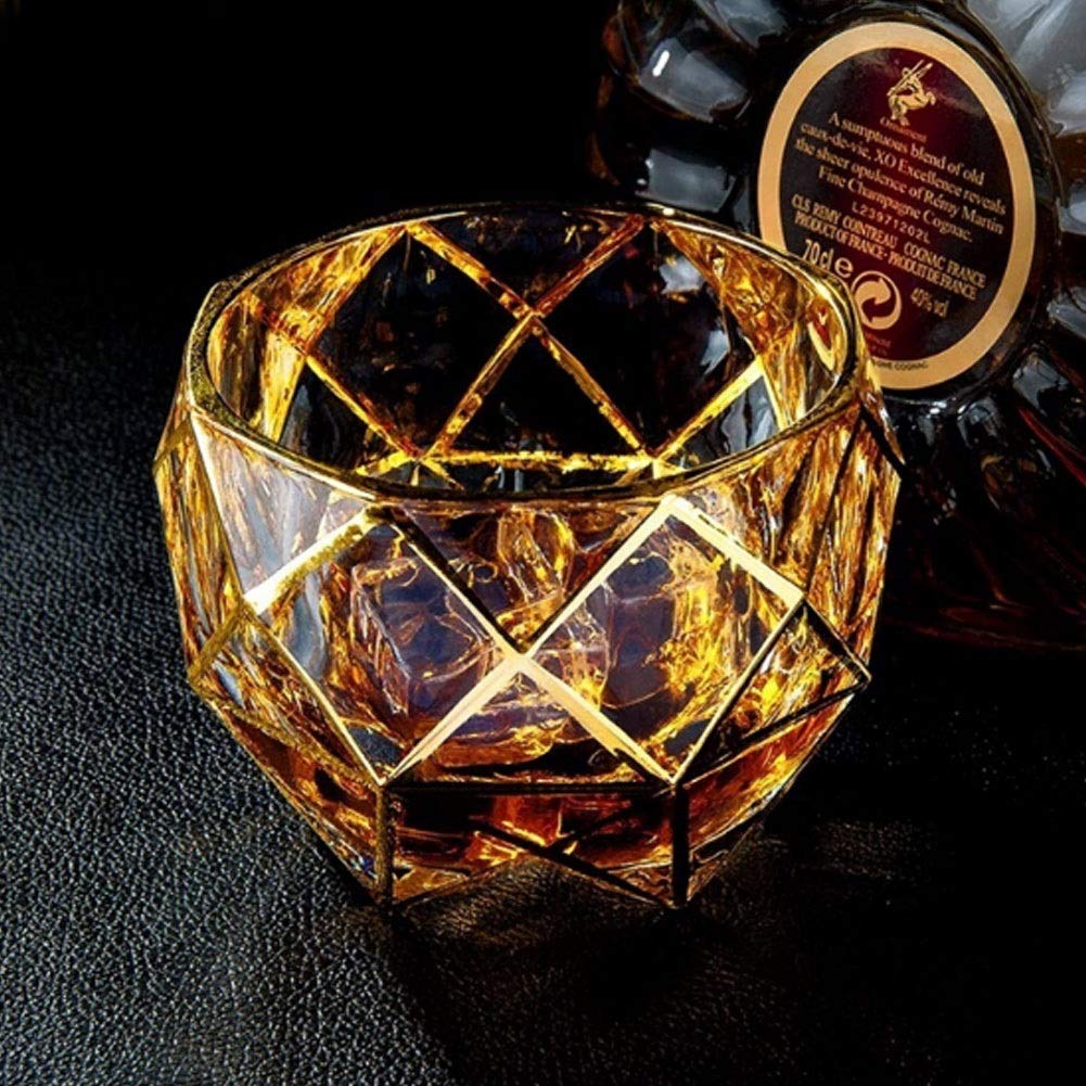 Karafki do wina, kieliszki do whisky, bezołowiowy materiał kryształowy, luksusowy złoty design, artykuły gospodarstwa domowego, zestaw upominkowy dla mężczyzn (D)