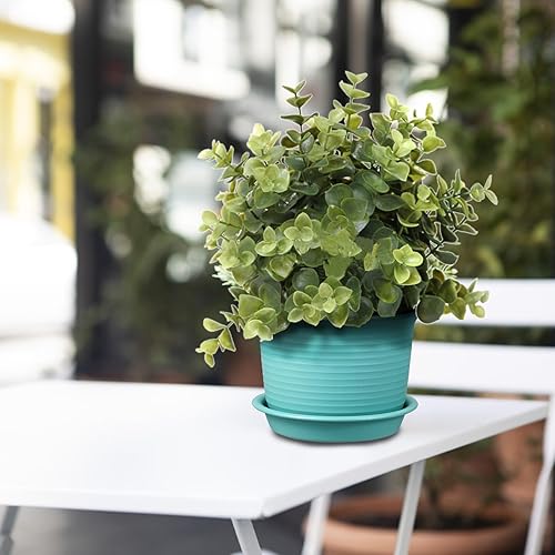 Miniatura 4 de Etvski Paquete de 6 macetas para plantas de interior, macetas con orificio de drenaje y platillo de bandeja, maceta de 7 pulgadas, macetas de 6