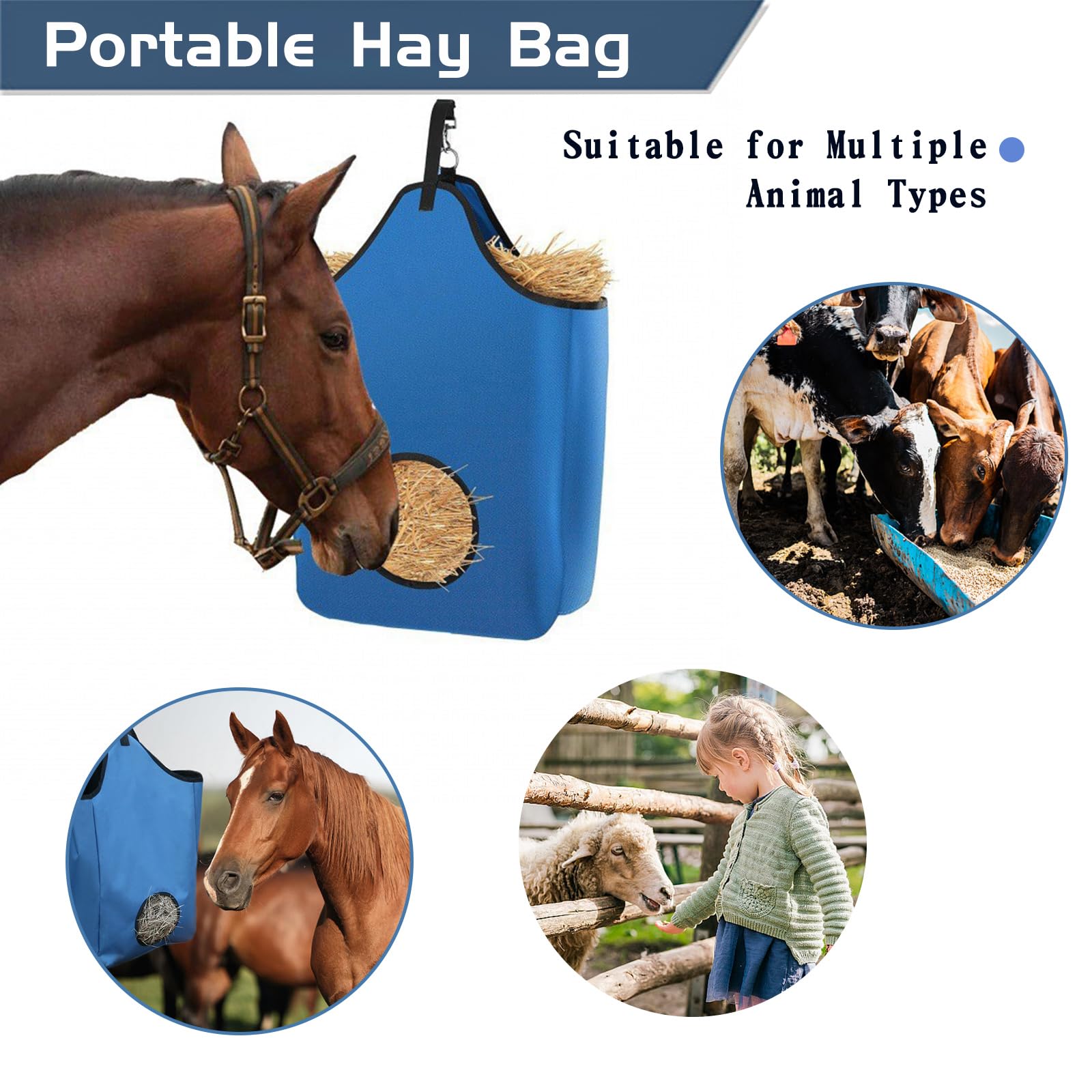 Heutasche Für Pferde - 57x50x20cm Futtersack Mit Fressgitter