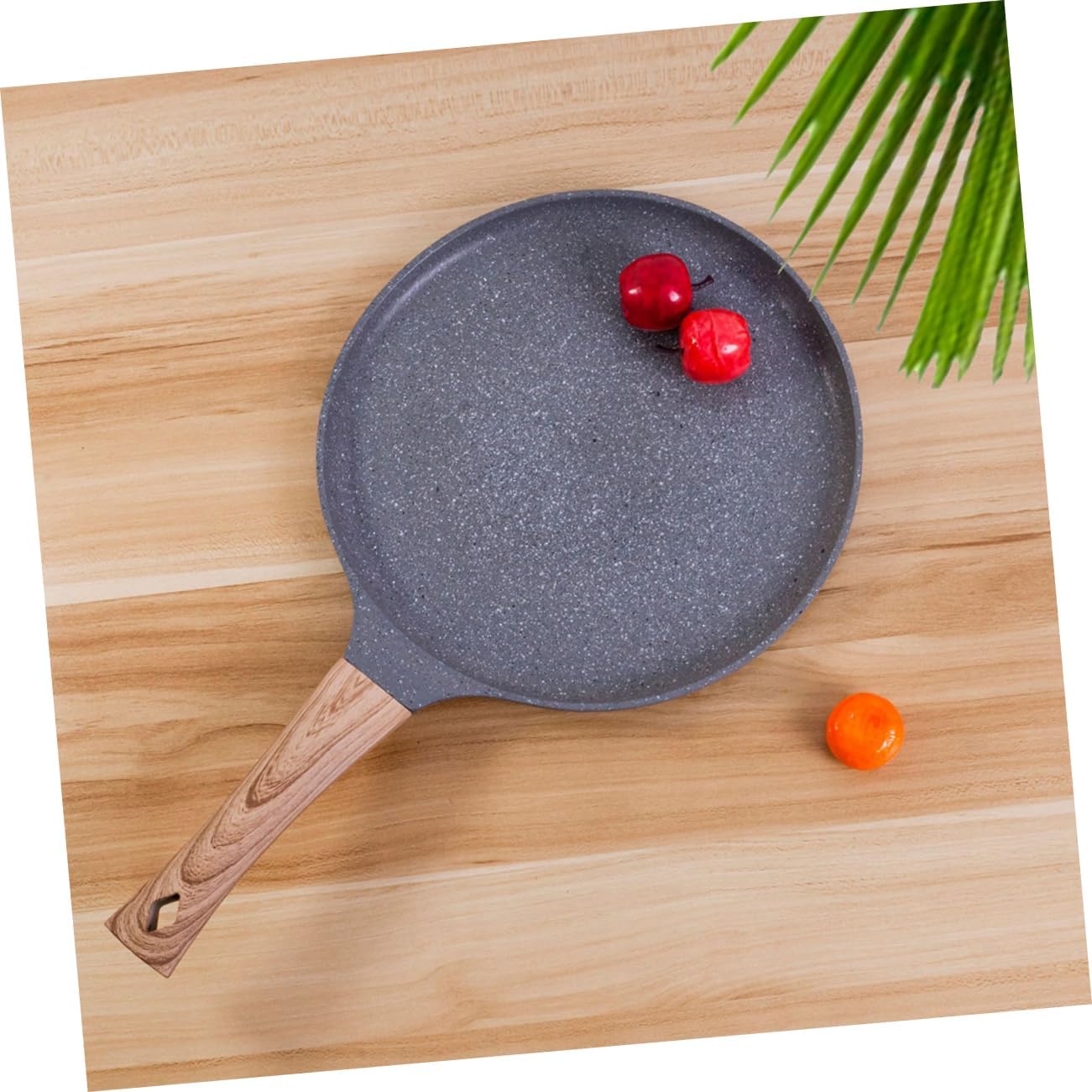 Zerodeko Non-stick Frying Pan with Wooden Handle for Pancakes and Omelets Even Heat Distribution Coating for Household Cooking