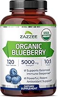 Zazzee USDA Organic Wild Blueberry Extract 10:1, 5000mg Strength, 120 Vegan Capsules - 4 Month Supply, Non-GMO