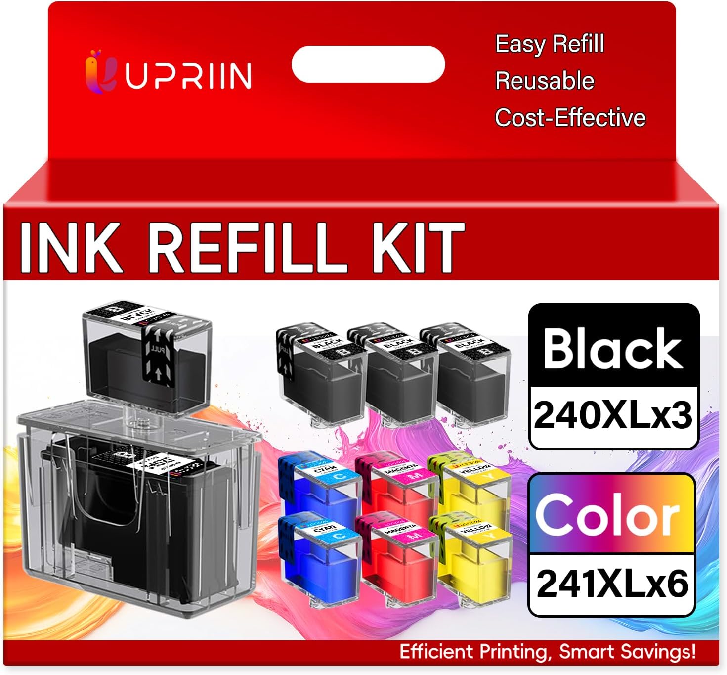 240XL 241XL Ink Refill Kit for Canon 240 241 Ink Cartridges Compatible for Canon PIXMA TS5120 MG2120 MG3600 MG3620 MG3520 MG3120 MG4120 MG3522 MX452 MX472 MX512 (3BK/2C/2M/2Y)