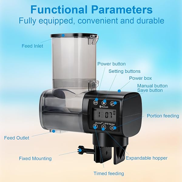 Distributeur Automatique Poisson, Trois Modes d'alimentation Chronométrés, Capacité De 500 ML, pour Carpes Koï Et étangs, équipée d'un Contrôleur D'affichage à Cristaux Liquides - 3