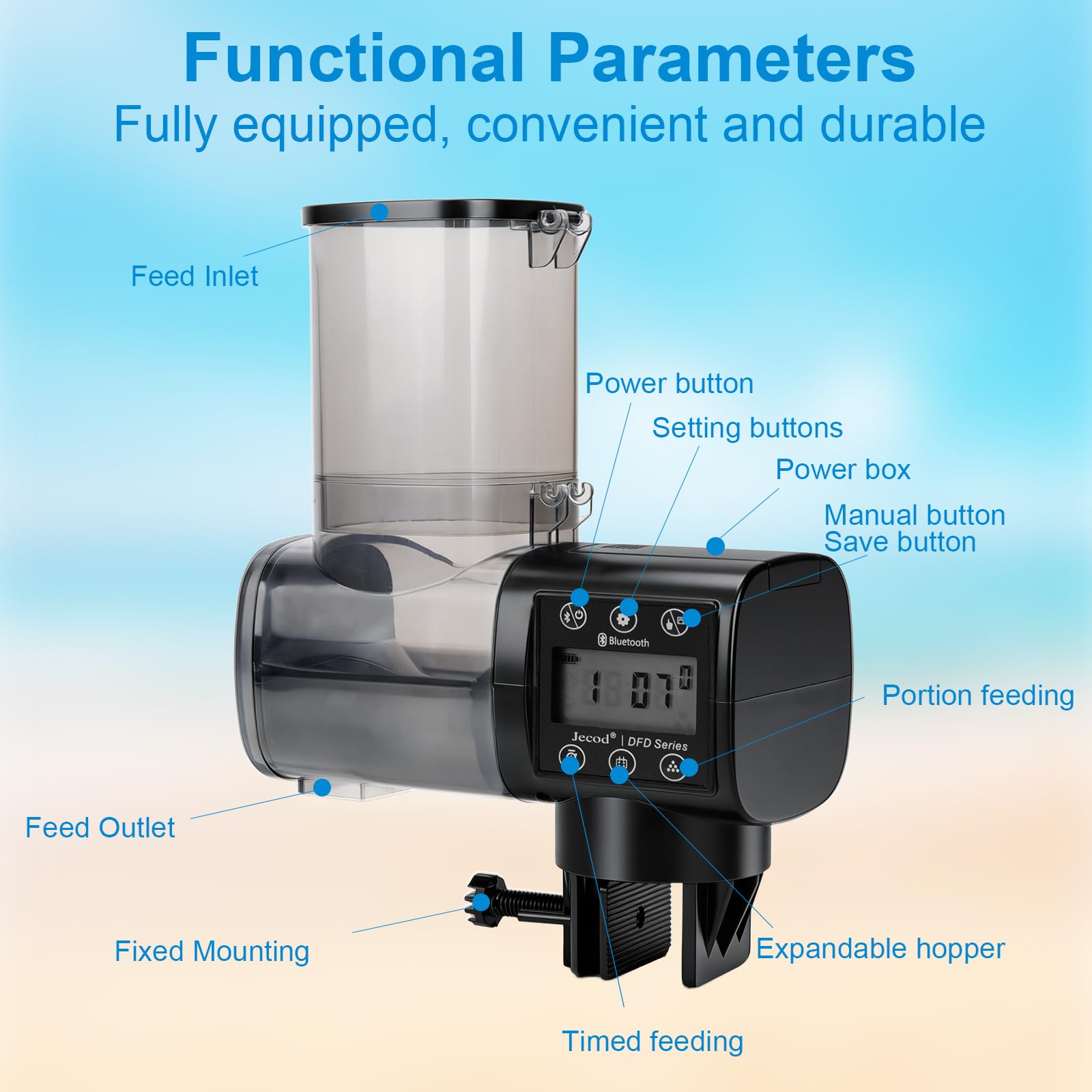 Automatischer Futterspender Fische mit DREI zeitgesteuerte Fütterungsmodi,500ml Futterautomat Aquarium für Koi Fische Teich mit LCD Display Controller Fish Feeder Automatic,Präzisionsfütterung