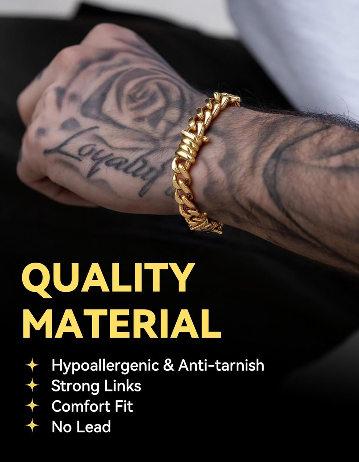 ChainsHouse Barbed Wire Bracelet, Cuban Link Chain Bracelet for Men, Stainless Steel Gothic Punk Thorns Hand Chain, Hip Hop Jewelry, 5/7/9/12mm Width, 7"-8.3" Length, Send Gift Box