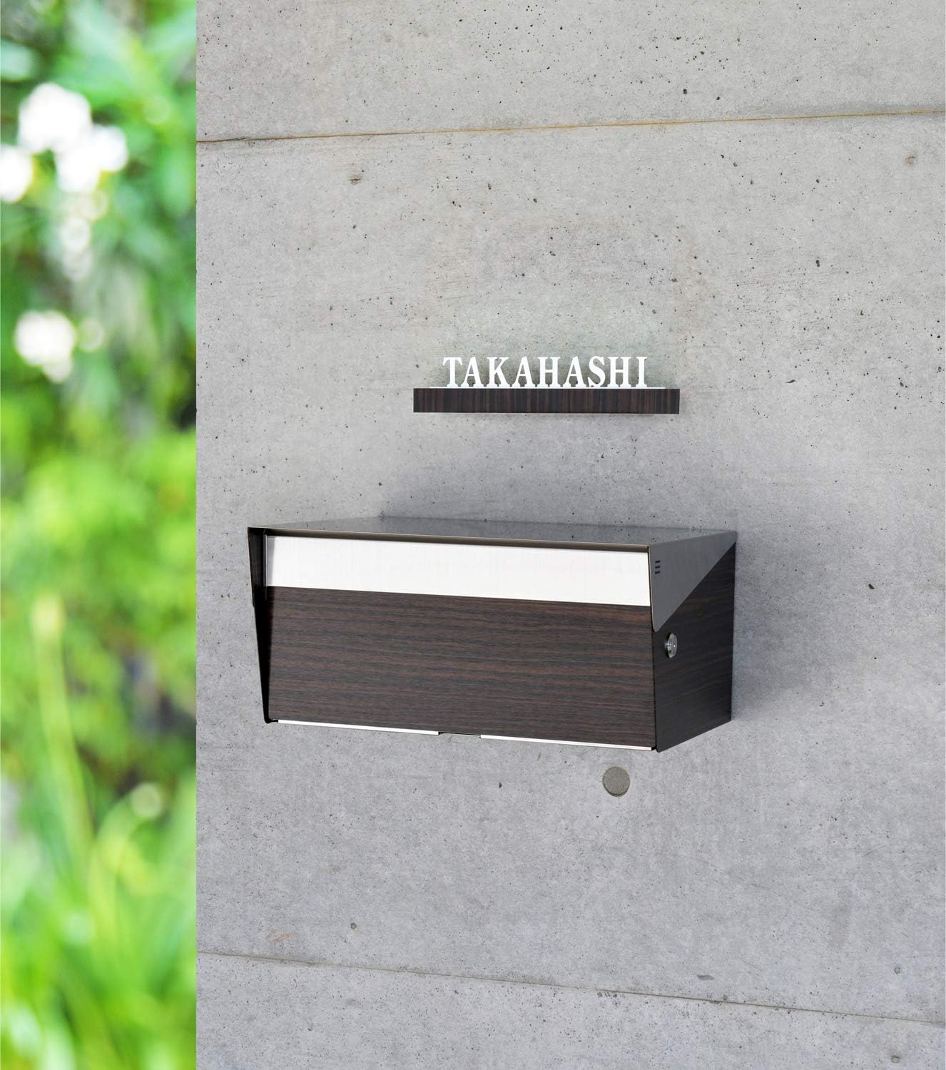 Wide DR - Stainless Steel Wall Mount Modern Design Mailbox with Lock and Key Extra Large Letterbox Rust Proof for Modern Home House Apartment Rural Roadside 12" x 16" x 8" (Chocolate Brown)