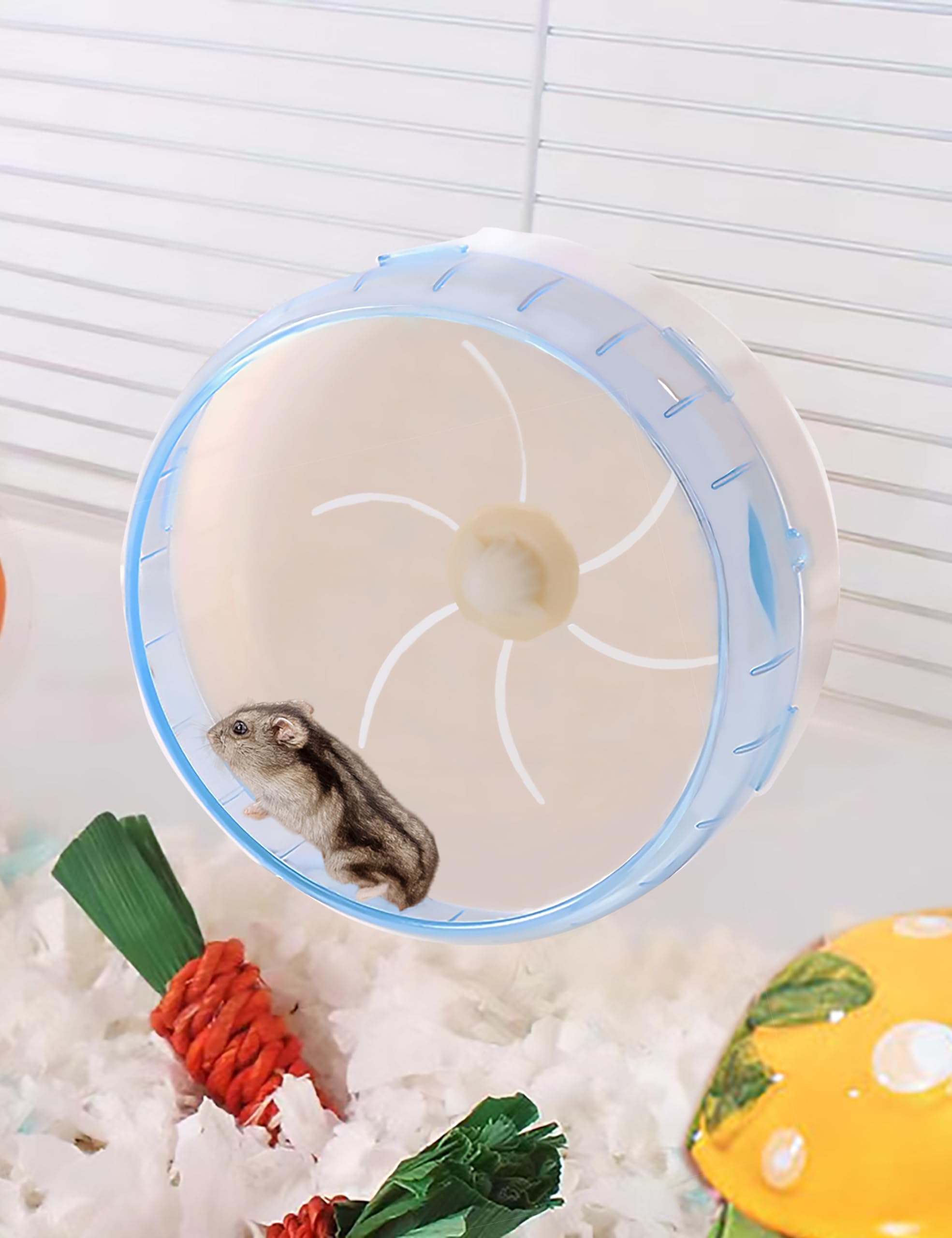 Super-Silent Hamster Exercise Wheel - Hamster Toys Cages Accessories 8.6 Inch Running Spinner Quite Runner for Small Animal Pet Gerbil Dwarf Syrian Hedgehog Rat Mouse Mice (Blue) - image 5