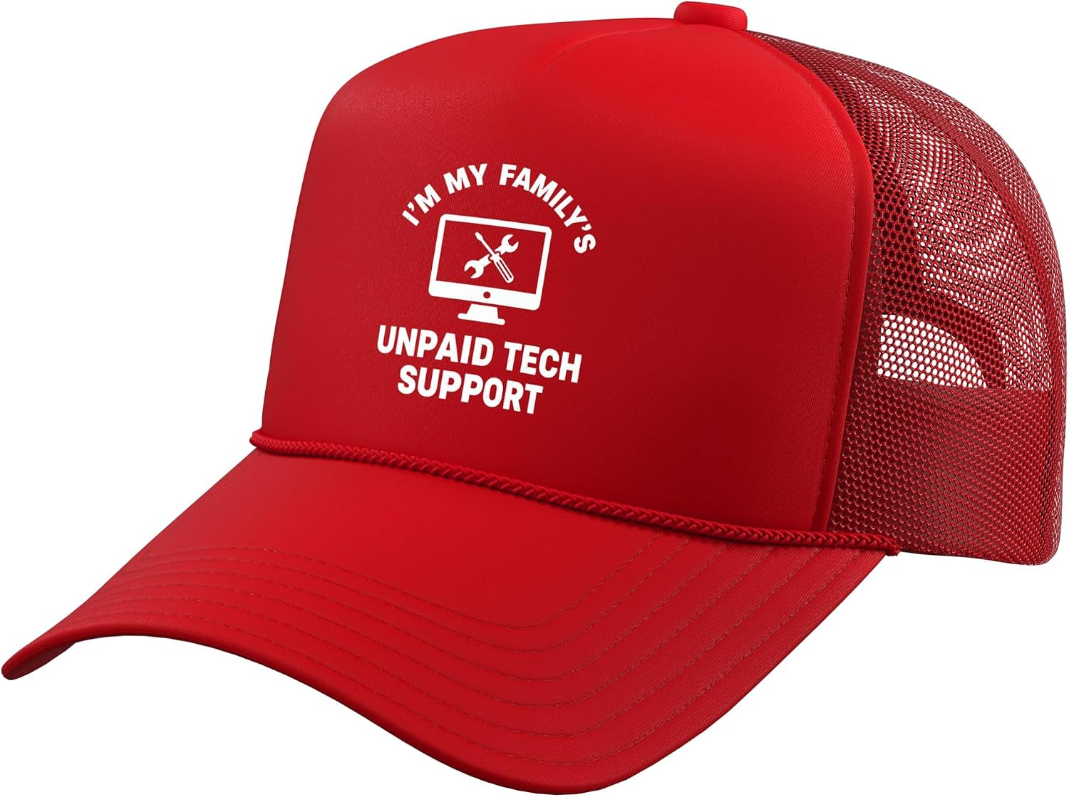 I'm My Family's Unpaid Tech Support Computer Humor for Men Trucker Hat with Adjustable Mesh Back