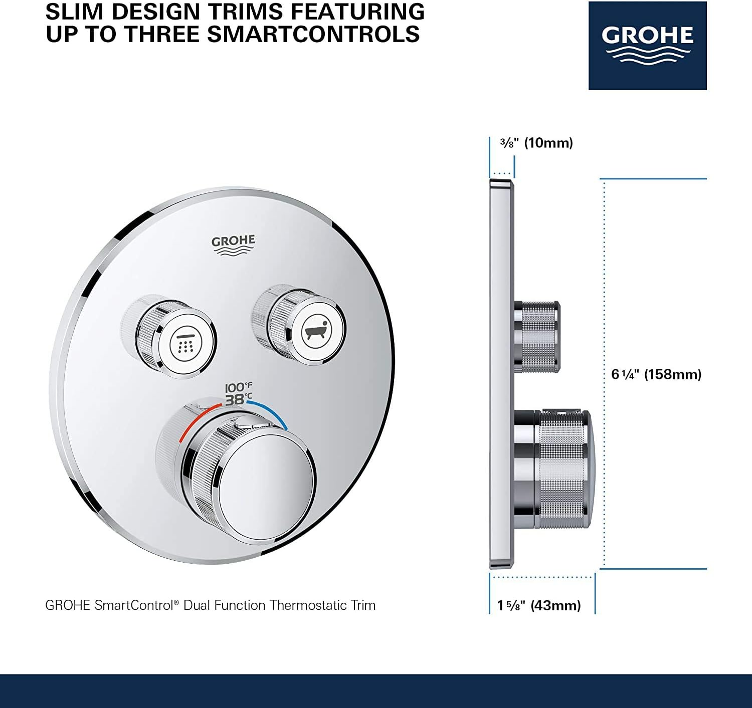 Flash Deals - 40% OFF GROHE Grohtherm Smart Control Dual Function Thermostatic Round Trim with Control Module Exclusive Discount 50% Price GROHE Grohtherm Smart Control Dual Function Thermostatic Round Trim with Control Module