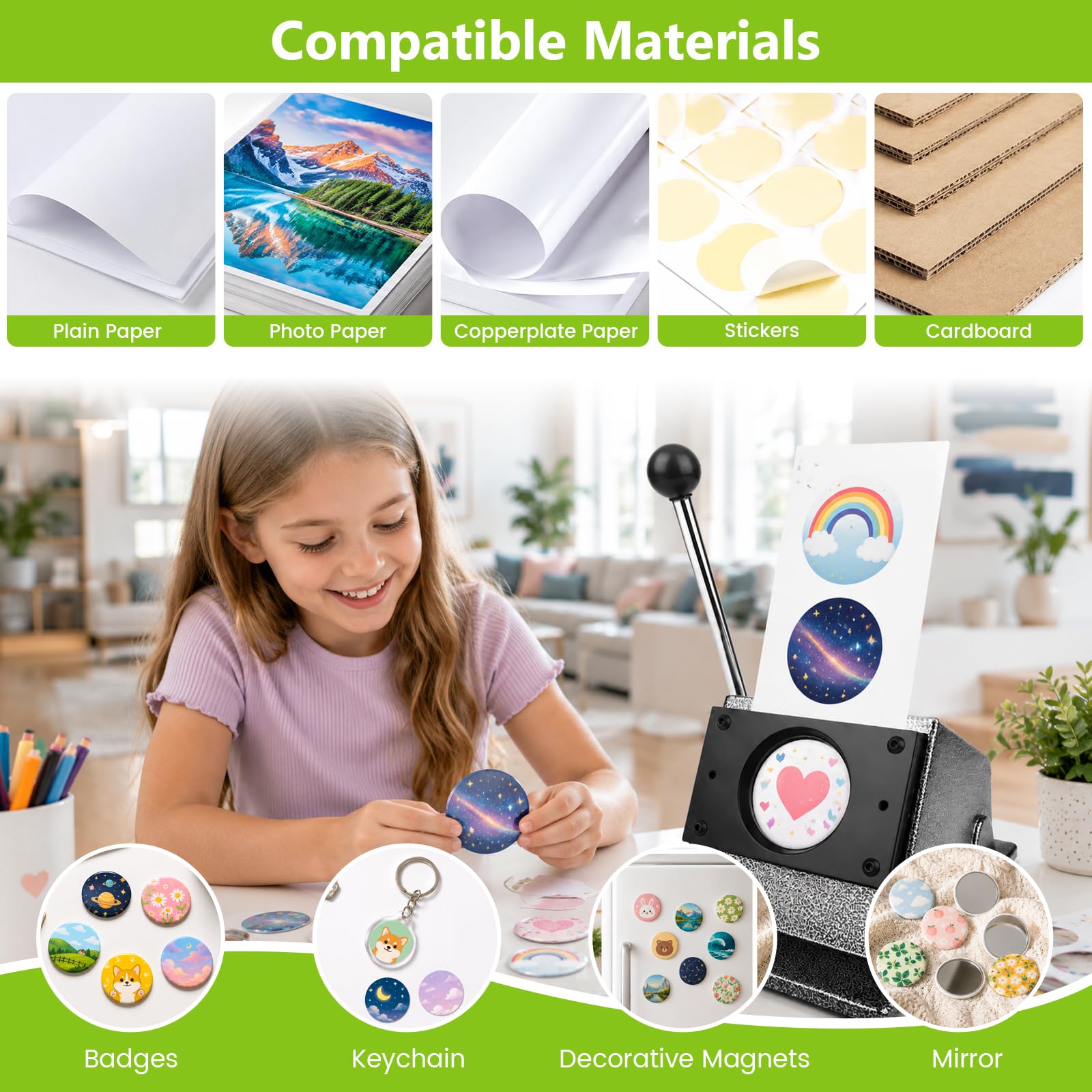58 mm / 2,25 Zoll Kreisschneider Papier für Buttons, Metall Runder Papierschneider für Buttonmaschine, Rund Schneidemaschine für Abzeichen, Kreis Papierstanzer für Scrapboard, Kunstpapier, Fotopapier