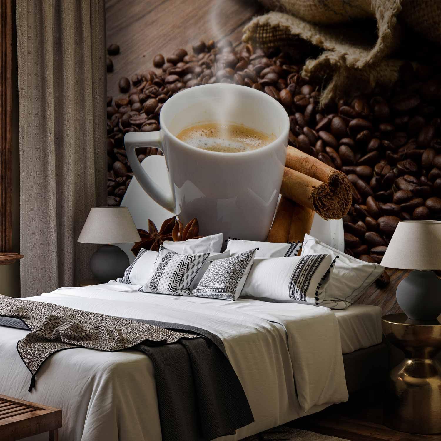 artgeist Wall Mural Cup of Coffee 157x122 in - Non-Woven Wallpaper Fleece Wall Decor Photo Print Picture Image Design Home Decoration Restaurant Bar Kitchen Drink 100408-24