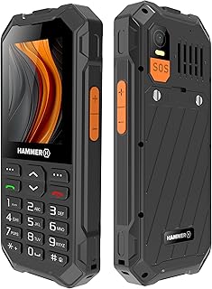 Hammer H 6 LTE Drukknop telefoon, grote 2500mAh batterij tot 7 dagen stand-by, zaklamp en SOS-knop, Volte-technologie, verlichte knoppen, IP68 1,5 meter valtest, 2,4 inch scherm, zonder contract