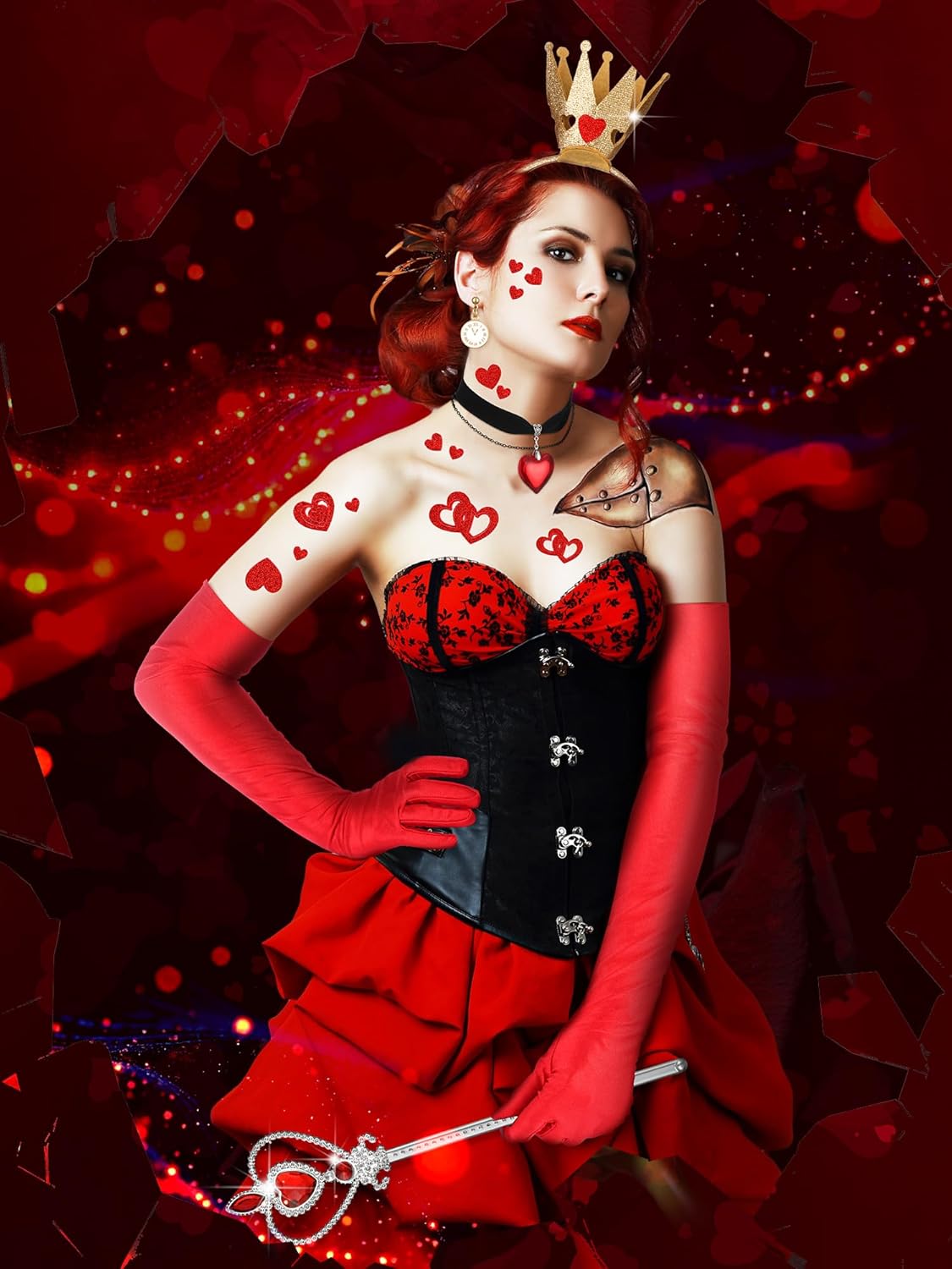 6 Pcs Halloween Queen Costume Accessories for Women Heart Crown Party Accessories Headband Scepter Wand - Image 6