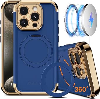 COOLQO for iPhone 15 Pro Max Case 6.7 Upgraded 360 Spin Magnetic Stand