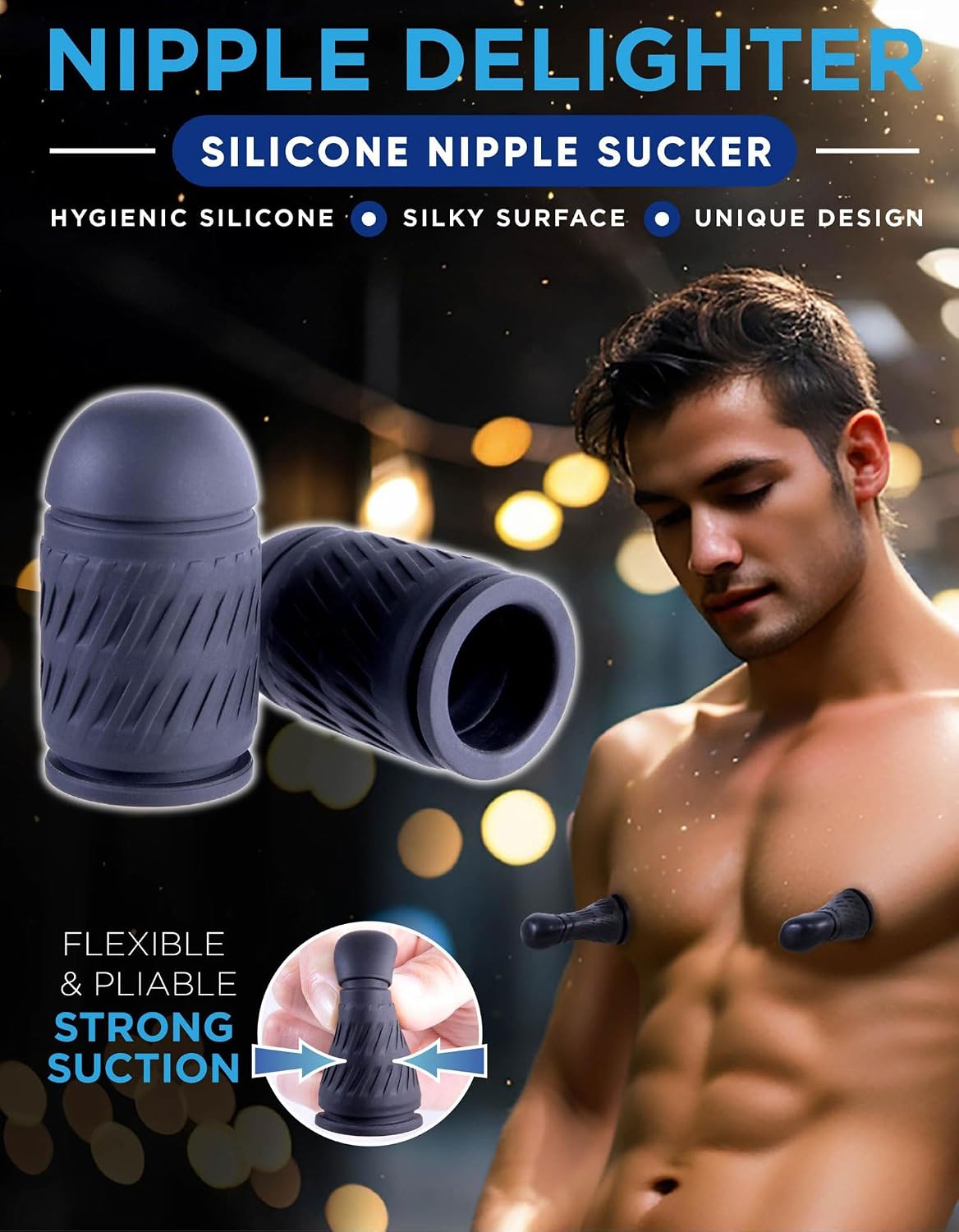 Nipple Sucker Silicone, Nipple Sex Toy - Nipple Teasers for Advanced Players and for Man and Women (Grey, 1 Pair)