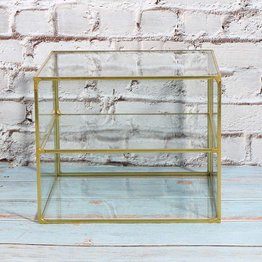 Cyrank Organizer per Trucco, portaoggetti per Cosmetici, Porta pennelli per Trucco in Vetro Trasparente, espositore per Gioielli in Vetro con cassetto, Organizer per cancelleria per Cosmetici