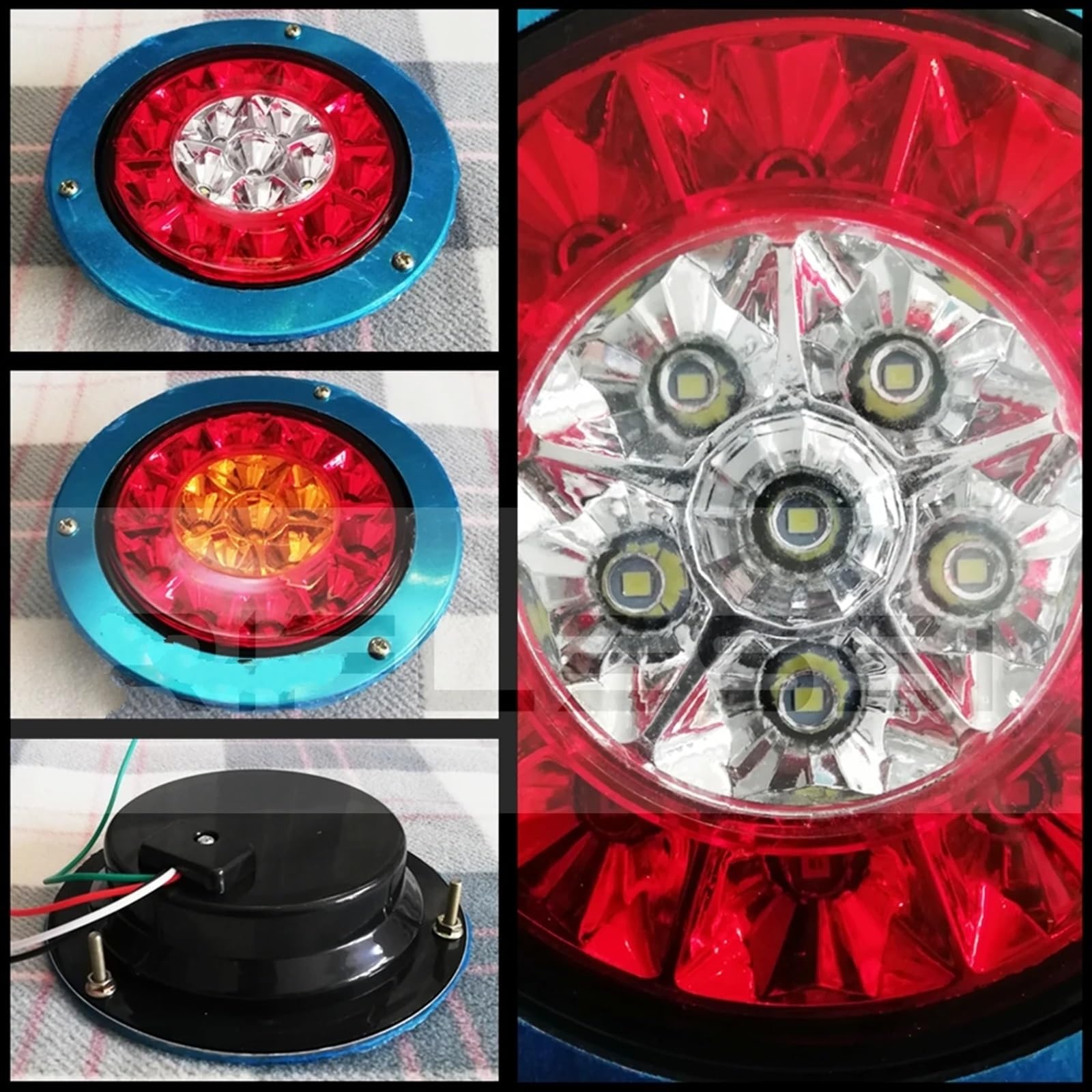 Feu Stop Arrière 2 X Feu Arrière De Remorque De Bateau 12V 24V pour Caravane Feu Arrière LED Feu Arrière pour Lampes De Remorque De Camion Ensemble Feux Arrière(24V,Red Amber)
