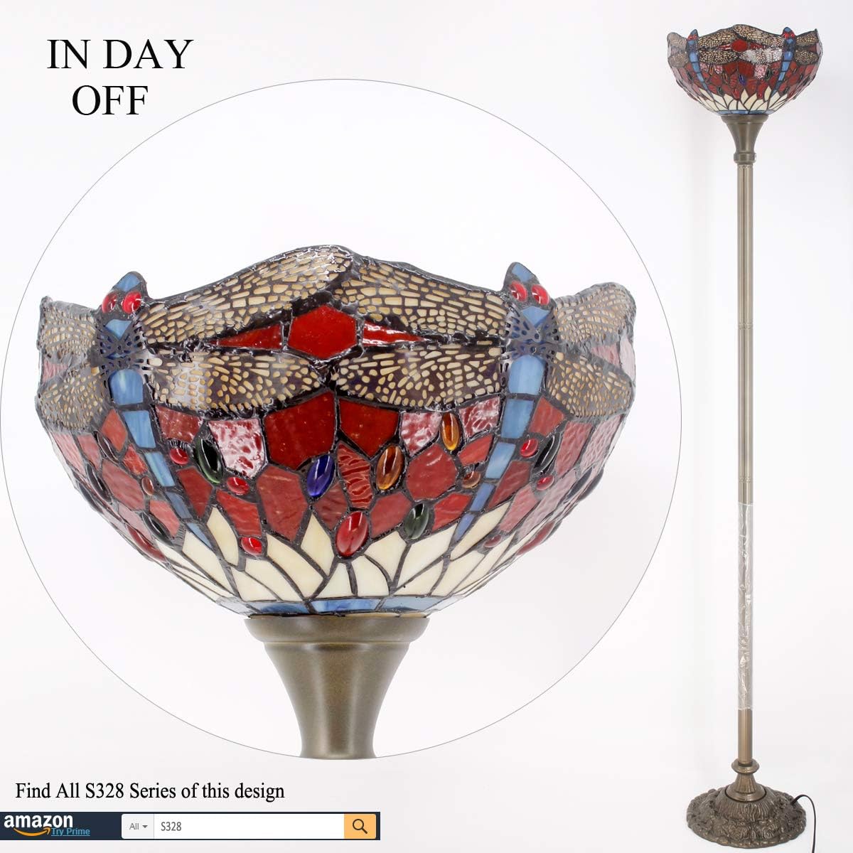 Exсluѕіvе Dіѕсоunt 50% Prісе Tiffany Floor Lamp Torchiere Glam Industrial Bronze Pole Vintage Boho Red Stained Glass Dragonfly Retro Standing Corner Bright Torch Light 66 Tall Living Room Kids Bedroom Farmhouse Office WERFACTORY