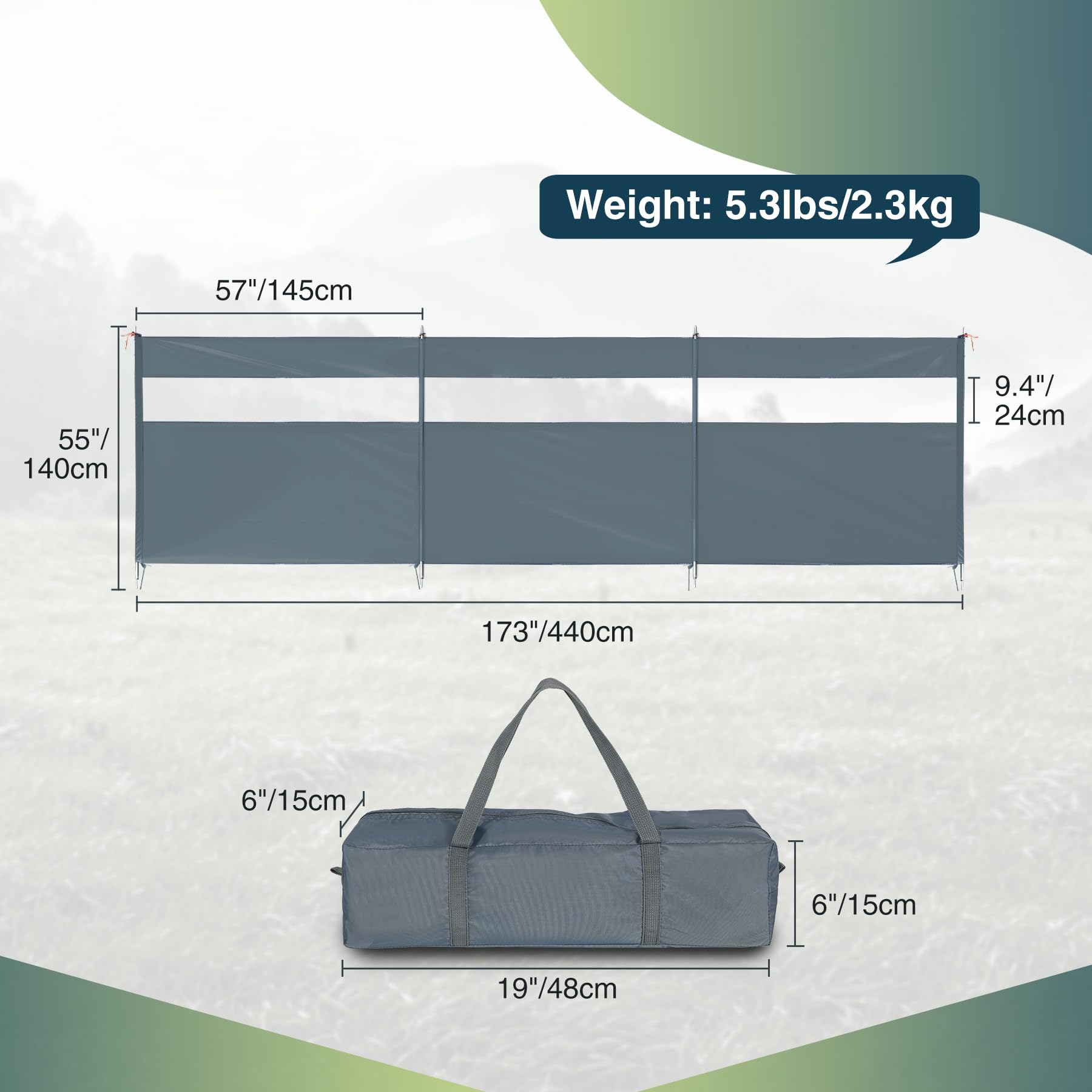 REDCAMP Windschutz für Camping, Heavy Duty Camping Sichtschutz Outdoor Caravan Privacy Shield mit Top Fenster, für Garten Barbecue Picknick Lagerfeuer Holzkohlegrills, Grau