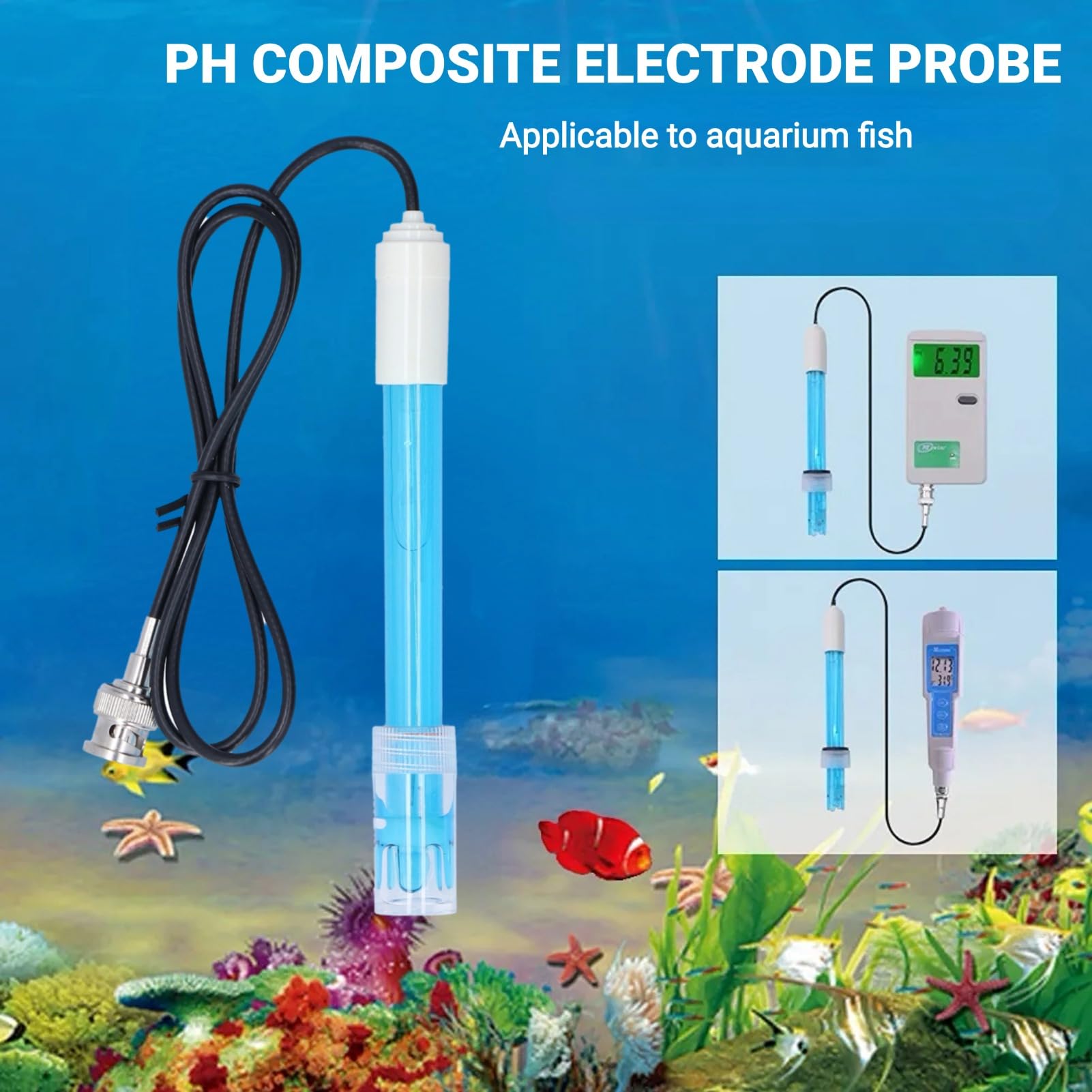 Strumento per Test Elettrodo Ph Connettore Bnc, Sonda Ph Guscio in Plastica per Piscina Bnc, 0,00-14,00PH, 0-60℃, Acquario con Regolatore di Ph Adatto per L'industria Chimica