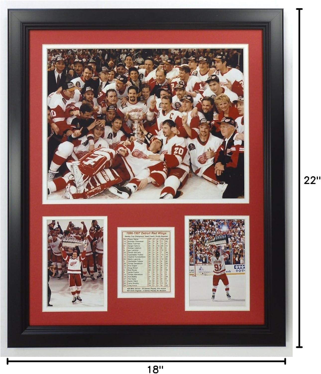 Legends Never Die NHL Detroit Red Wings 1997 Stanley Cup Champions Double Matted Photo Frame, 18" x 22"