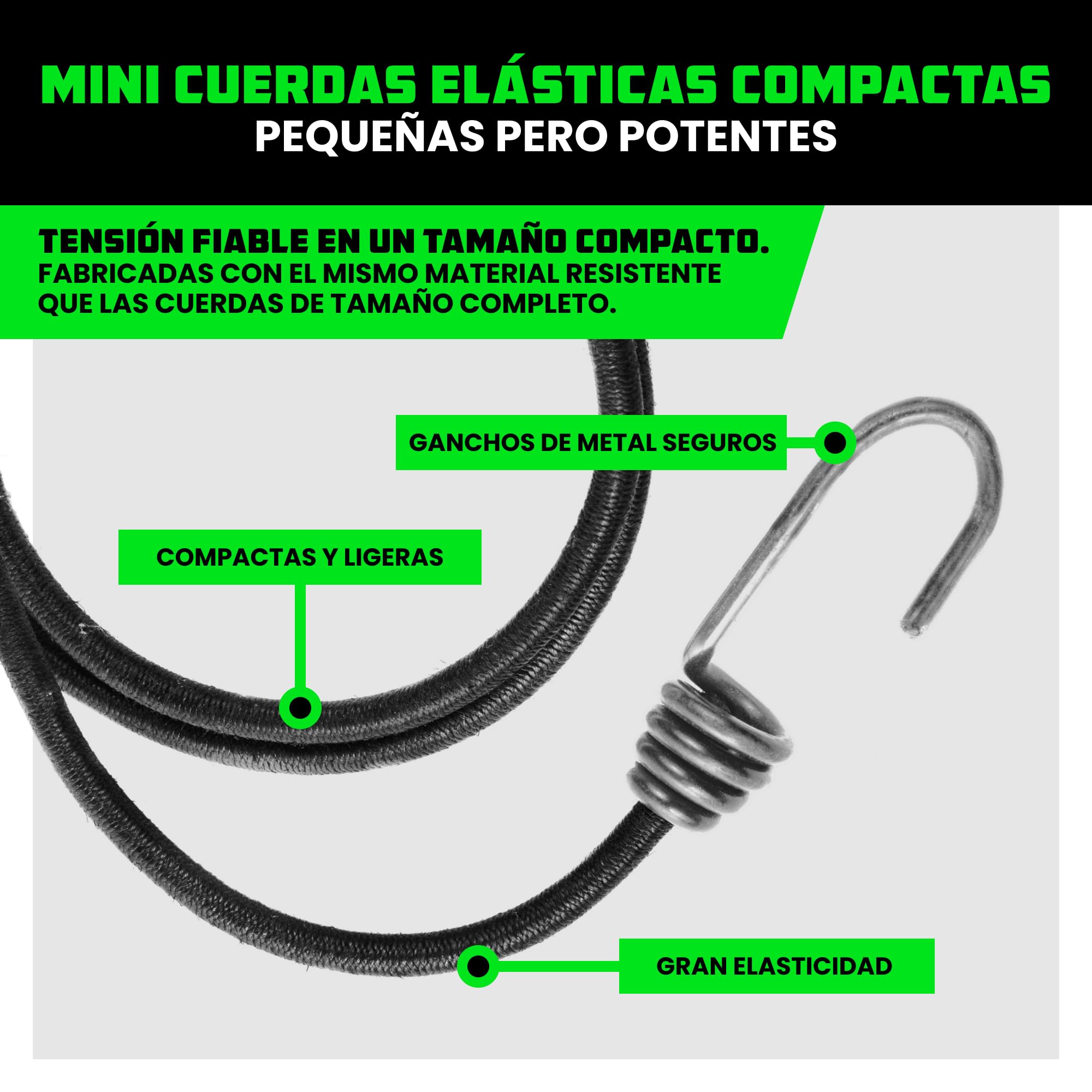 Rhino USA Cuerda Elástica con Ganchos (28 Piezas) Pulpos Elástico con Gancho, Cortos y Largos - 4 Clips para Lona Gratis, Bolsa con Cordón, Cuerdas para Toldo & Bungee Cord - Resistentes a Rayos UV