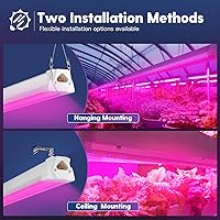 Vista 6 de FREELICHT 2 Pack 4FT LED Grow Light, 40W (250W Equivalent), Red Blue (660nm+460nm) Full Spectrum Grow Light for Indoor Plants, Linkable Plug in