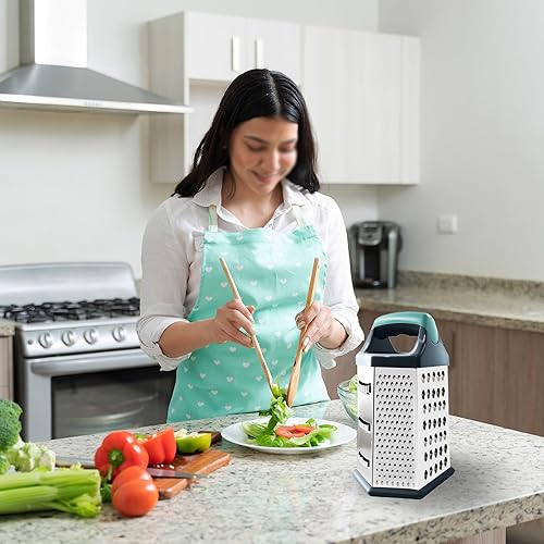 Miniatura 6 de Rallador de queso, ralladores de caja para cocina, trituradores de alimentos de acero inoxidable de 6 lados para queso, verduras, papas, zanahoria