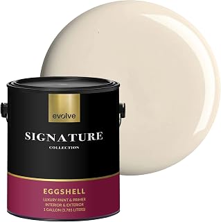 EVOLVE Signature Collection Luxury Interior Paint & Primer, Eggshell Sheen (Canvas White), 1 Gallon – Premium One-Coat Coverage, Low VOC, Low Odor, Washable Finish for Walls, Ceilings & Trim