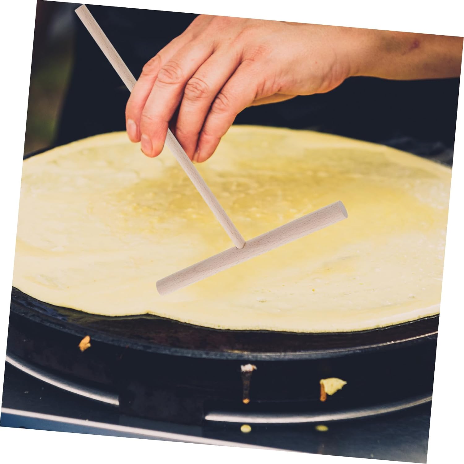 COLLBATH 3pcs Ergonomic Crepe Spreader and Spatula Set Wood Baking Tools for Easy Pancake Crepe Making Kitchen