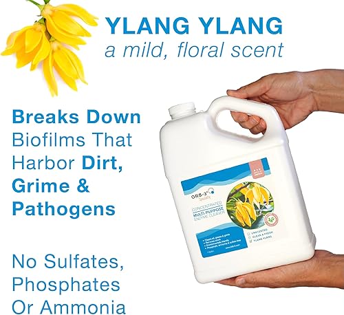 Miniatura 5 de Orb-3 Limpiador concentrado de enzimas multiusos, aroma a ylang ylang, jarra de 1 galón, potente fórmula ecológica para uso doméstico, comercial e