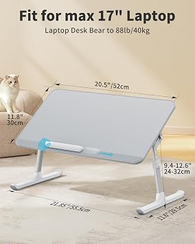 Bix Saiji AL30 Adjustable Laptop Stand Ergonomic Design 17 Inch Compatible Portable Table Gray